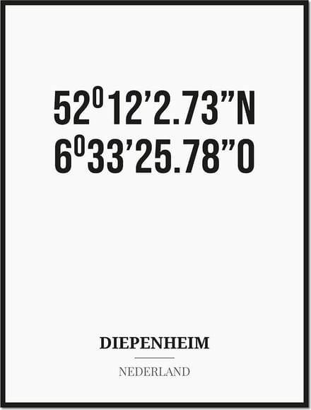 Poster/kaart DIEPENHEIM met coördinaten