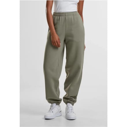 Urban Classics - Fluffy Dames joggingbroek - XS - Olijfgroen