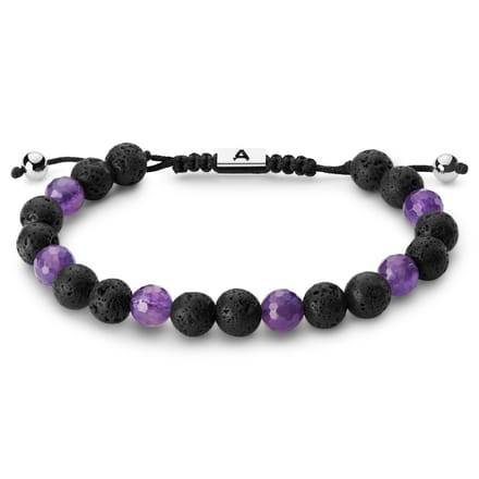 Sanatio 6 mm lavasteen & amethist armband