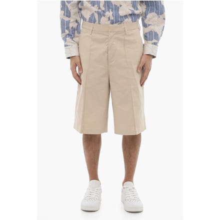 Effen rechte Bermuda in beige