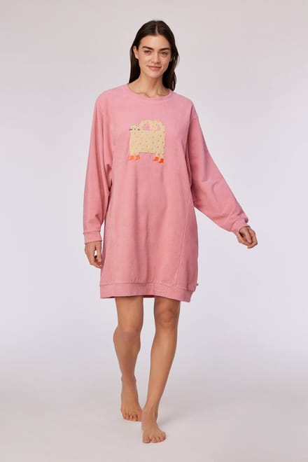 Woody - Meisjes/Dames Slaapkleedje in Velours - Roze - S