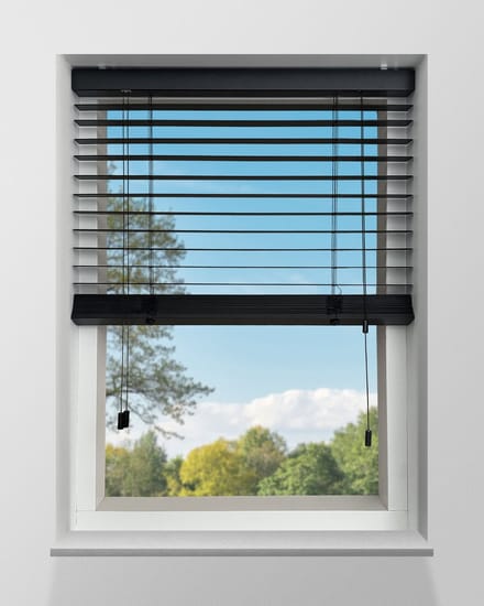 Houten Jaloezie - 50mm - Zwart - 70x250cm - Ladderkoord