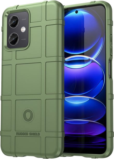 MobyDefend Hoesje - Geschikt voor Xiaomi Redmi Note 12 5G - Rugged Shield TPU Backcover - Groen