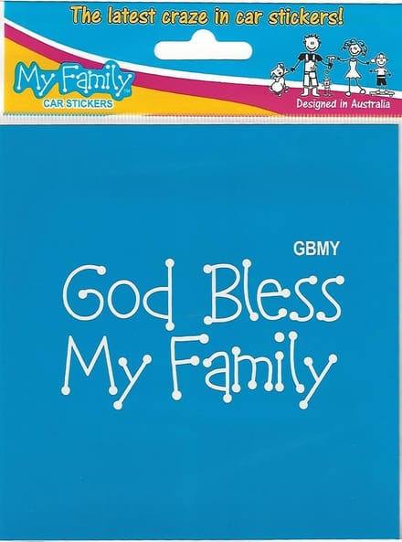 God Bless My Family - autosticker - wit - 5 x 9 cm - The Sticker Family