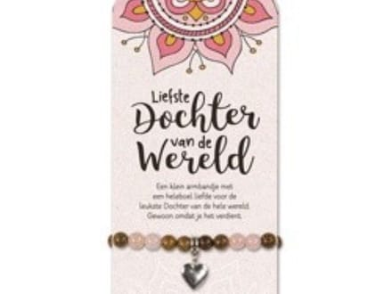 Armband - Liefste Dochter - Rozenkwarts - Op cadeaukaart