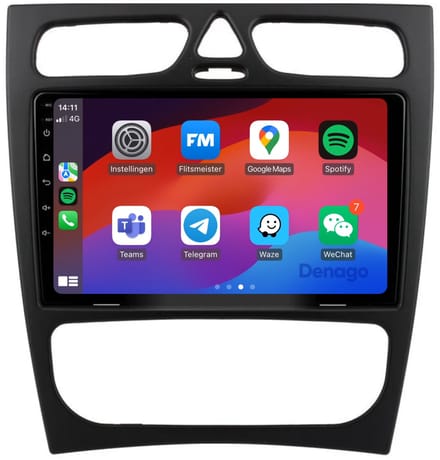 CarPlay autoradio geschikt voor Mercedes C-Klasse W203 (2000–2004) | 9 inch | Android 16 | Draadloos Apple CarPlay & Android Auto | 2GB + 32GB | QuadCore processor | Denago DNG-A52 | 2025 model | 2000 2001 2002 2003 2004 | Bluetooth & Wifi