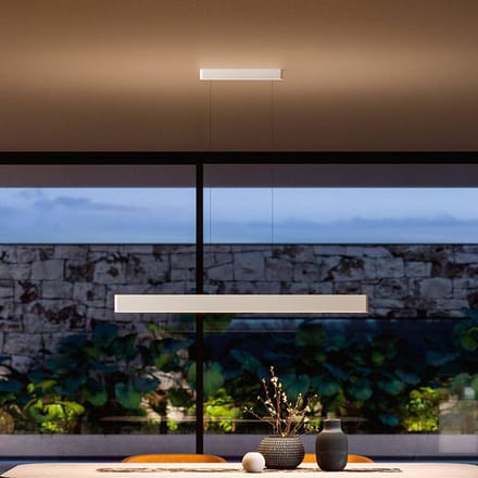 Linea Light LED hanglamp Satori, lengte 114,4 cm, wit, 2.700 K, aluminium