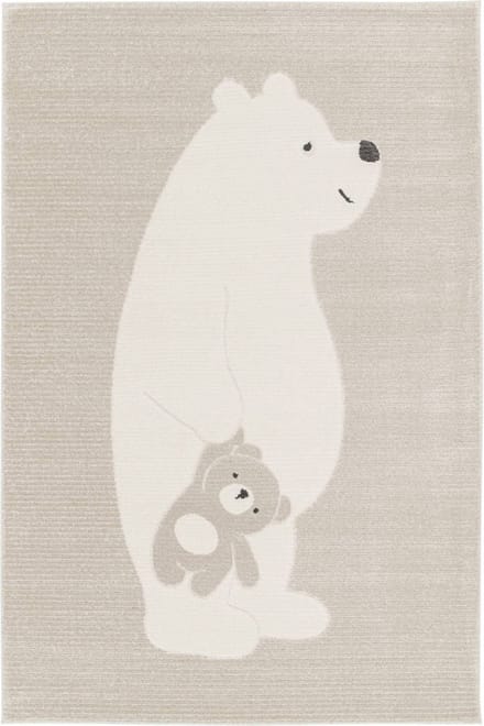 sweeek - Beige/crème kindertapijt, teddybeer tapijt, korte pool