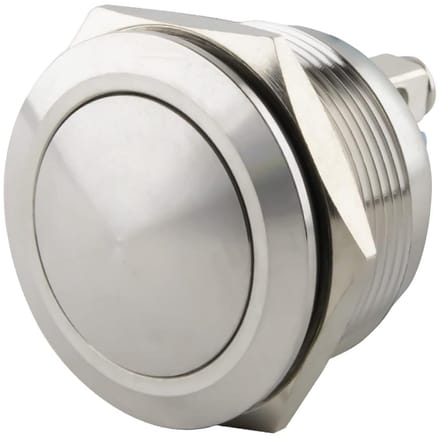 Drukknop RVS Ø25mm Tastend met Gebogen Kop en Schroefaansluiting