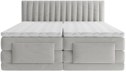 Vente-unique Boxspringbed fluweel lichtgrijs 2 x 80 x 200 cm