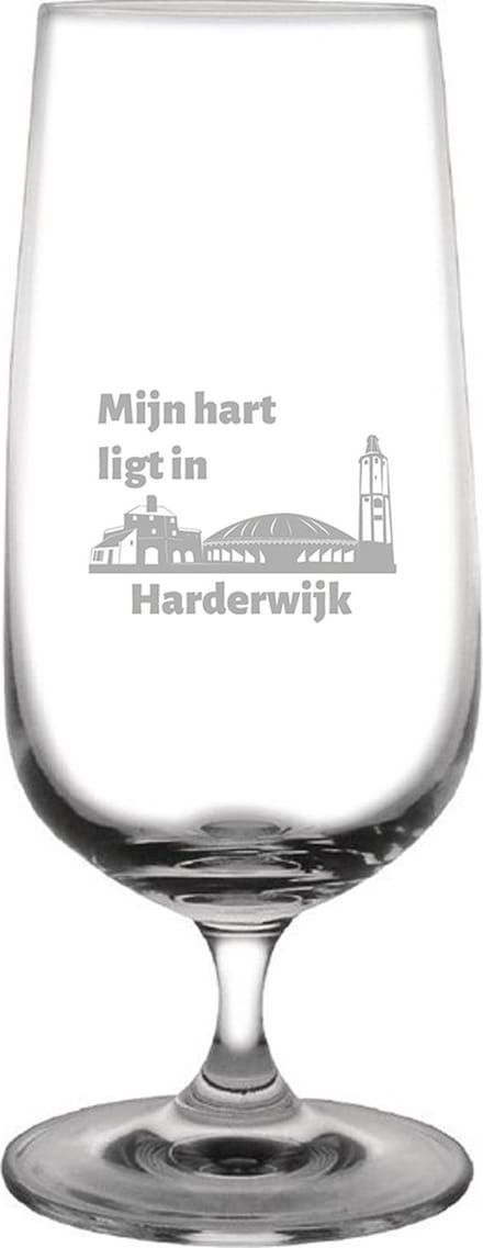 Gegraveerde bierglas op voet 41cl Harderwijk