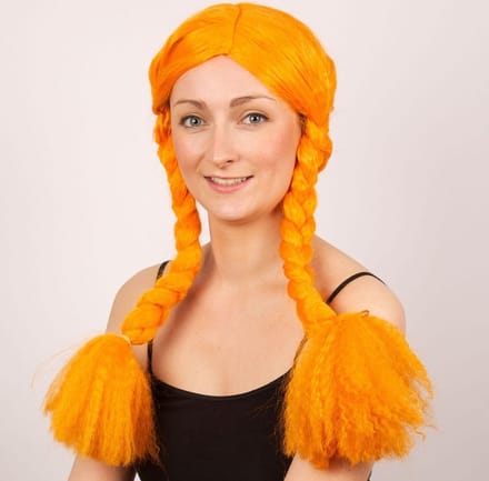 Pruik Heidi oranje -Tiroler Pruik - Pruik Oktoberfest