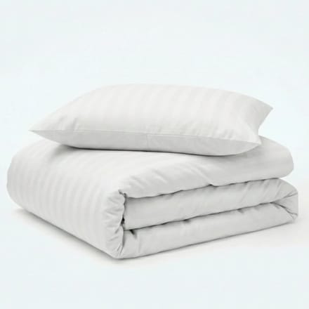 Decoware Ledikant Dekbedovertrek Hotelstreep 100x135 cm - Wit - Katoensatijn - Voor Ledikant - Met Kussensloop