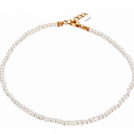 parel ketting - wit ivoor- Goudkleurig-43 cm- 6 mm synthetische