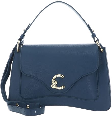 COCCINELLE Leren schoudertas handtas C-Me Grained Leather Handbag Deep Blue blauw