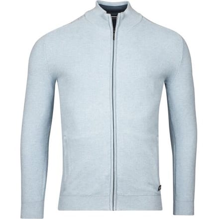 Baileys Vest Combed Cotton Cardigan Zip Allover Structure Knit Pastel Blauw Melange / male