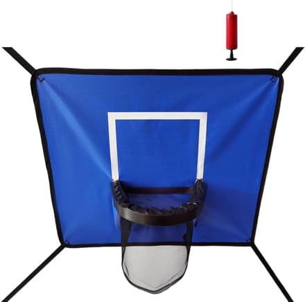 Trampoline Basketbaldoel - Dunk Set Kinderen - Buiten Spelen - Verbeterde Framestabiliteit - 65 x 55 cm - Blauw