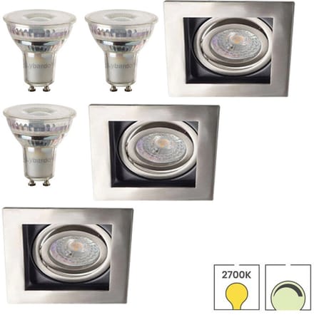 Lybardo - Inbouwspots extra klein 3-pack - Kantelbaar + LED Spot 3.5W - Dimbaar - Warmwit Licht
