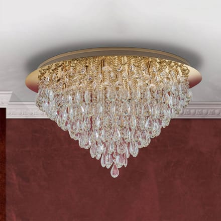 ORION Celeste plafondlamp met K9 kristallen, Ø75cm, goud