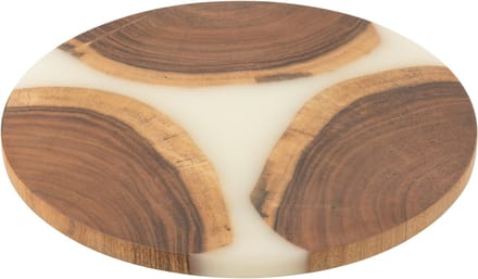 J-Line snijplank Rond - hout/epoxyhars - naturel/wit