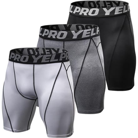 3-Pack heren compressieshorts actieve workoutondergoed Black&Grey&WhiteS
