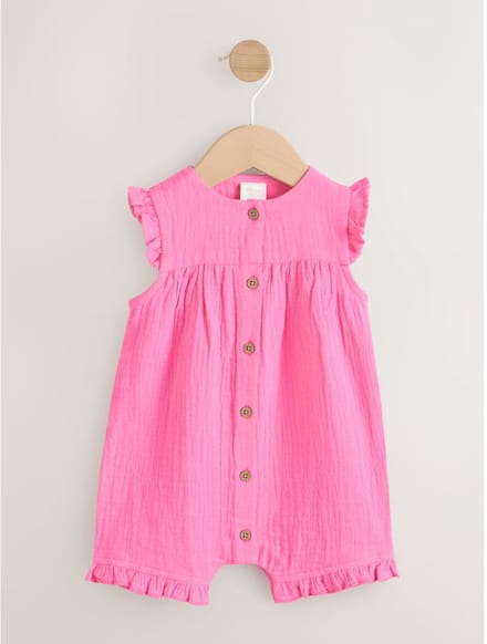 Next - Meisjes - Babyrompertje van mousseline met korte pijpen - Roze