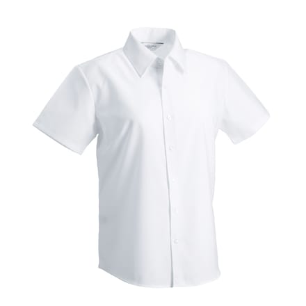 Russell Collection Dames/Dames Oxford Getailleerde Overhemd Met Korte Mouwen (Wit)