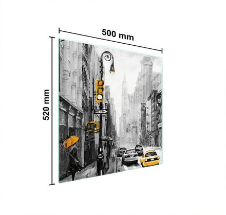 TMK ArtDeko - Beschermplaat Glas - 50x52 cm - Stad Thema - Hittebestendig