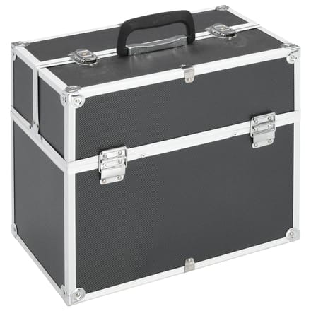 vidaXL - Make-up - koffer - 38x23x34 - cm - aluminium - zwart