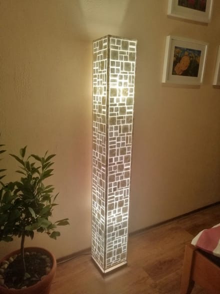Staande lamp Handgemaakte Vloerlamp woonkamer Design  square cubes white capiz shell parelmoer schelp 200 cm