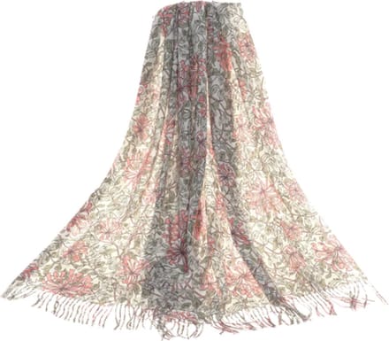 Sjaal - Pashmina - Kunst - Honeysuckle - Kamperfoelie - May Morris - 70 x 200 cm met 10 cm franje