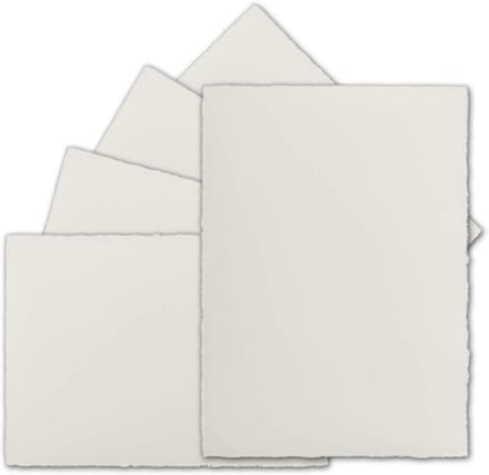75x Vintage DIN A5 Kaarten 250 g/m² Handgeschept Papier Natuurwit