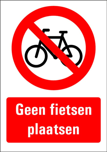 Geen fietsen plaatsen bord met tekst 148 x 210 mm