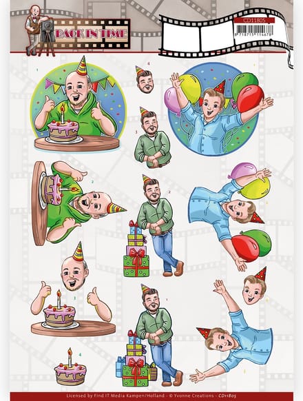 3D Cutting Sheet - Yvonne Creations - Big Guys - Back in Time - Party 1 stuk
