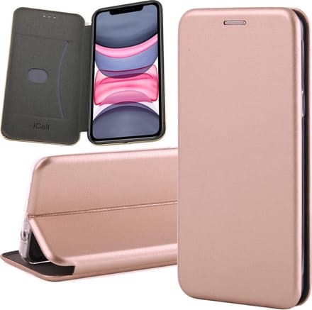 Hoesje geschikt voor iPhone 11 - book case cover Kunstleer wallet roségoud