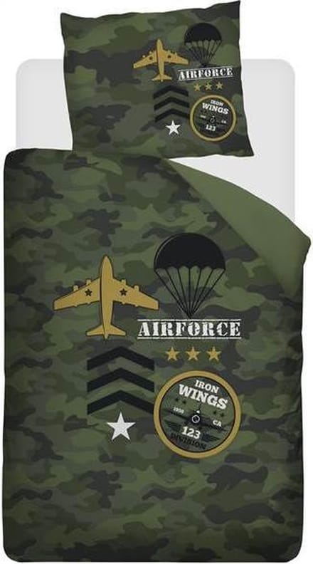 Snoozing Airforce - Dekbedovertrek - Junior - 120x150 cm + 1 kussensloop 60x70 cm - Groen