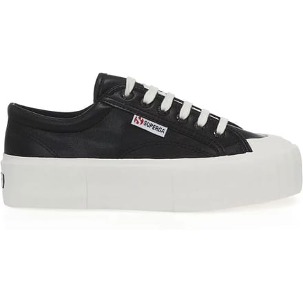 Superga 631 Stripe Platform Vegan Leather Zwart Dames Maat 40
