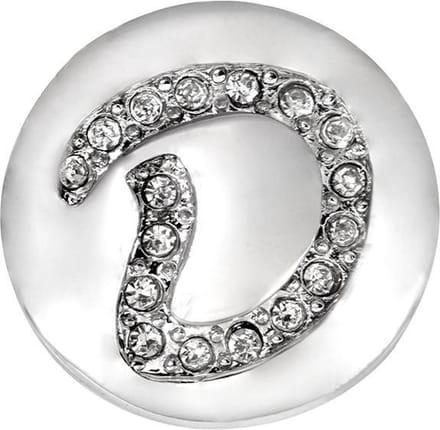 Quiges - Dames Click Button Drukknoop 18mm Alfabet D - EBCM148
