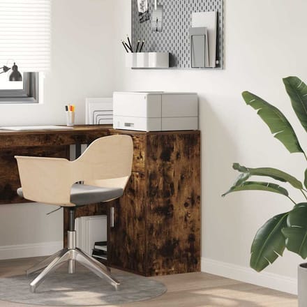 vidaXL - Dressoir - met - lade - Rook - Eiken - 38 - x - 34 - x - 75 - cm