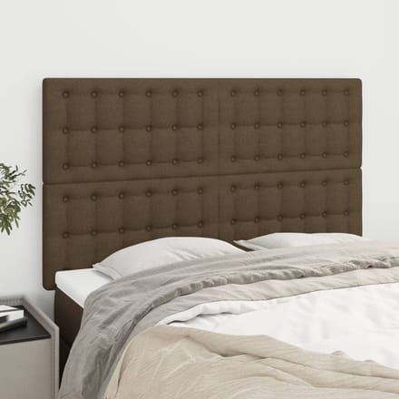 vidaXL - Hoofdbord - donkerbruin - 144x5x118/128 - cm - stof