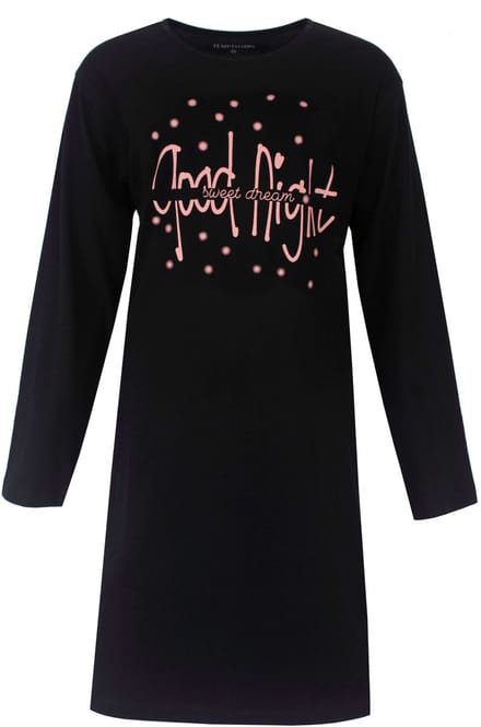 Temptation Dames Big Shirt - Lange Mouwen - Zwart - Maat S