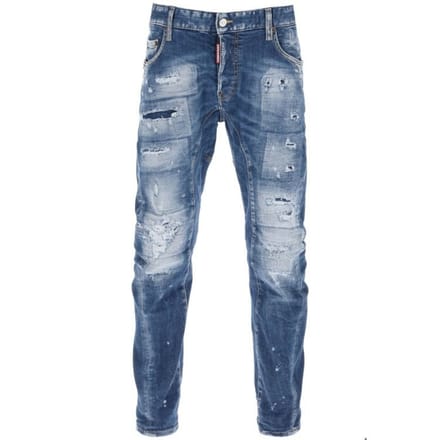 Dsquared2 Nette Biker Jean Paint Splash Versterkte Gescheurde Blue Jeans