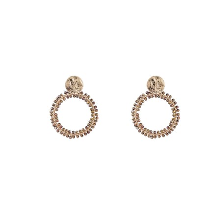 Day&Eve by Go Dutch Label Oorknoppen Cirkel Dubbele Rij Kralen Cinnamon