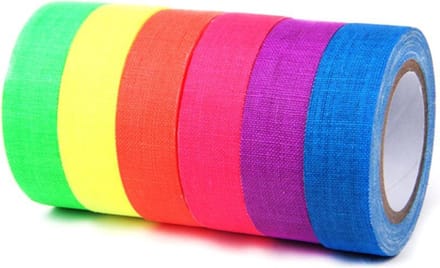 DW4Trading Stickerrollen Glow in The Dark Tape Regenboog 1,5 cm Per Rol 6 Stuks
