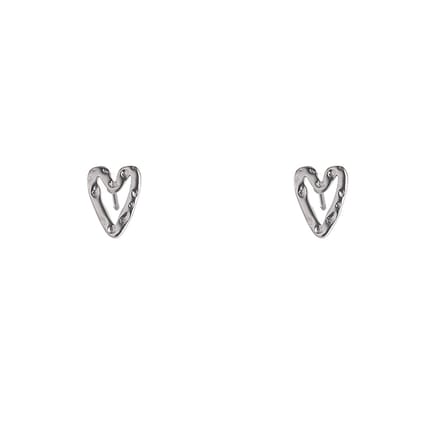 Go Dutch Label Oorknoppen Hammered Heart Stud Zilverkleurig
