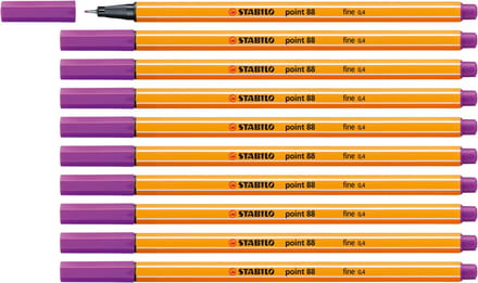 STABILO point 88 - Premium Fineliner - Fine 0,4 mm – Lila Paars – Doos 10 stuks