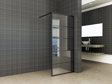 Klea Horizontale Inloopdouche Mat Zwart Raster 80cm Antikalk 8mm Veiligheidsglas