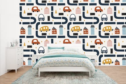 Behang - Fotobehang Design - Jongens - Auto - Kinderen - Breedte 435 cm x hoogte 260 cm