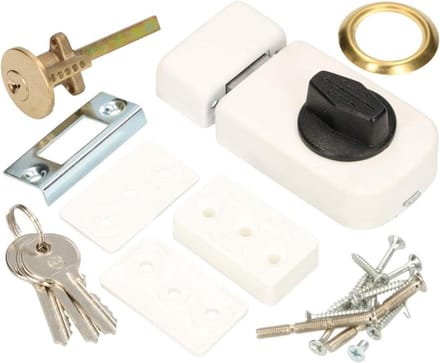 Extra slot - Deurslot kastslot - Beveiliging deuren - Met buitencilinder - 50 mm - Wit