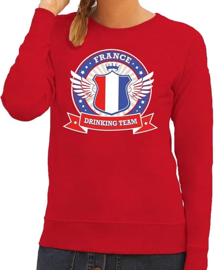 Rood France drinking team sweater / sweater rood dames - Frankrijk kleding M